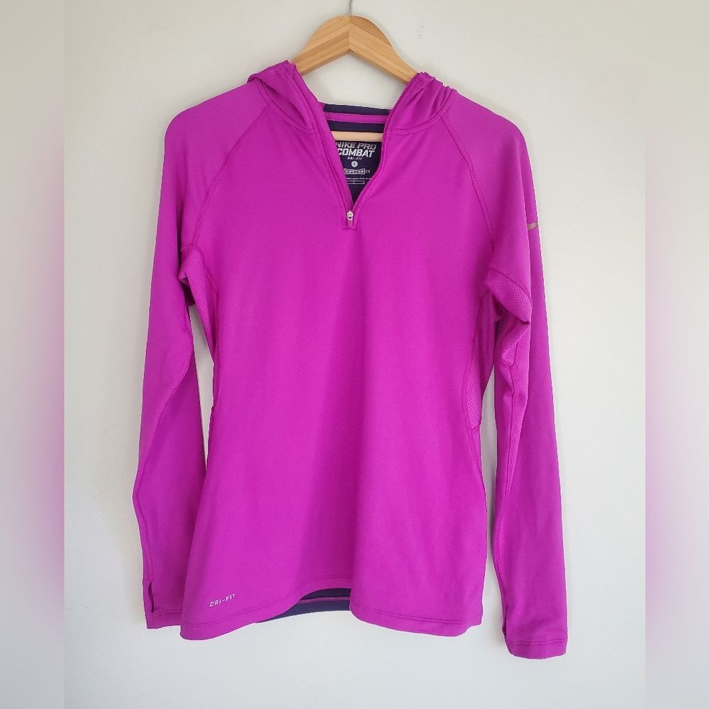 Nike pro combat dri fit compression quarter zip up size large
